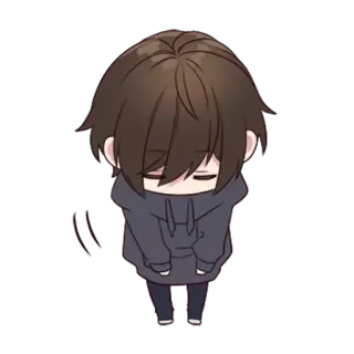 🙇‍♂ anime, manga, sad, boy, chibi, emotional, cartoon telegram sticker