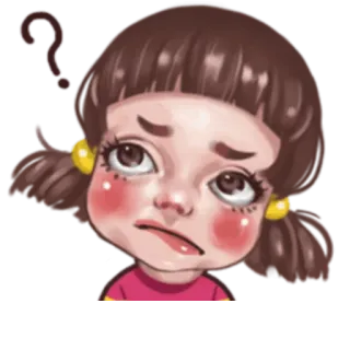 🤔 вопрос, смущенный, думающий, девушка, любопытный, выражение telegram sticker