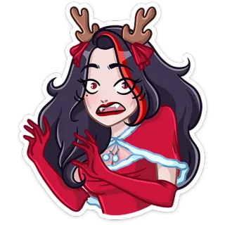 😳 Natal, rusa kutub, wanita, kartun, karakter telegram sticker