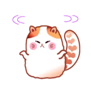 🙄 gato, fofo, corações, adesivo, desenho animado, animal, kawaii telegram sticker