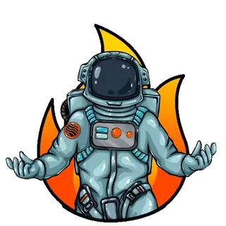🔥 astronot, luar angkasa, pakaian, api, kartun, seni, ilustrasi whatsapp sticker