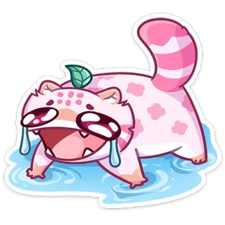 😭 naklejka, różowy kot, zwierzę, kreskówka, płacz, smutny whatsapp sticker