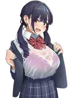 🤤 Anime, Mädchen, Nass, Schuluniform, Süß telegram sticker
