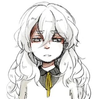 😞 anime, manga, character, girl, white hair, illustration telegram sticker