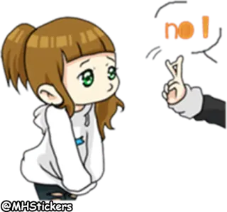 👎 not cartoon, girl, gesture, anime, pointing telegram sticker