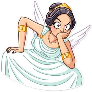 🤔 mulher, asas, grego, deusa, desenho animado telegram sticker