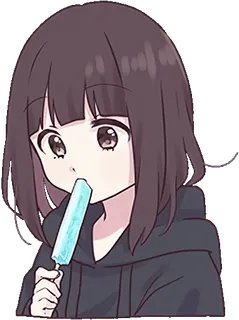 🍧 Anime, Desenho animado, Garota, Picolé, Fofo, Adesivo telegram sticker