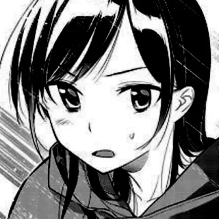 🎐 Anime, Manga, Mädchen, Charakter, Illustration, Kunst, Schwarzweiß telegram sticker