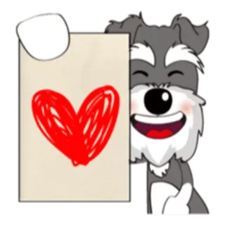 📜 perro, schnauzer, corazón, amor, dibujo animado, pegatina telegram sticker