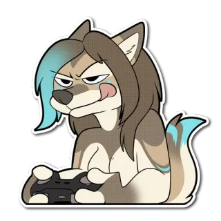 🎮 wolf, furry, gamer, videogames, controller telegram sticker