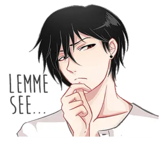 🤔 LEMME SEE... Anime, Manga, Chłopak, Pokaż, Myślący, Męski whatsapp sticker