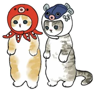 👯‍♀ gato, gatito, pulpo, pez, lindo, animal, mascota, pegatina whatsapp sticker