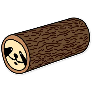 🌳 paresseux, animal, bûche, mignon, dessin animé whatsapp sticker