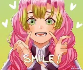 💕 Mitsuri Kanroji Demon Slayer SMILE! anime, demon slayer, mitsuri kanroji, smile, kawaii telegram sticker