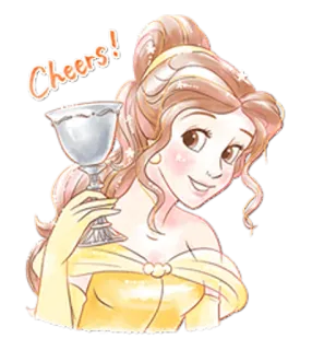 🍷 Belle Beauty and the Beast Cheers! cheers, belle, disney, princess, celebration, toast, party telegram sticker