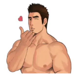 😘 man, muscle, sexy, cartoon, heart telegram sticker