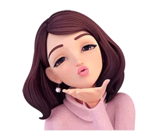 😚 dibujo animado, personaje, mujer, chica, beso, beso volado, animación telegram sticker