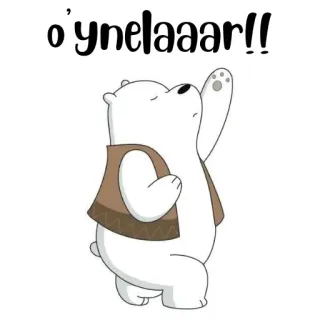 🐻‍❄️ o'ynelaaar!! ours polaire, dessin animé, animal, autocollant whatsapp sticker