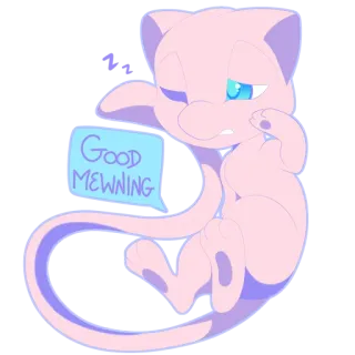 🥱 Mew Pokémon GOOD MEWNING telegram sticker