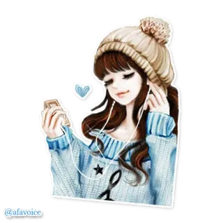 🎶 @afavoice dziewczyna, anime, muzyka, kawaii, słuchawki, słodkie, kreskówka, zima telegram sticker