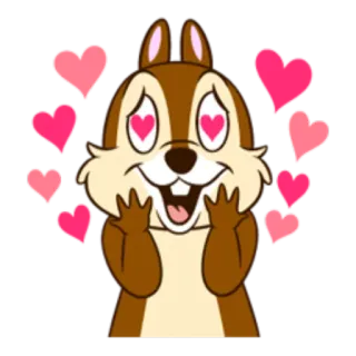 😍 Chip chipmunk, cartoon, hearts, love, cute, disney telegram sticker