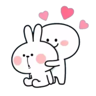 🤗 漫画, 愛, 友情, 可愛い, ウサギ, ハグ telegram sticker