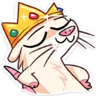 👑 rat, couronne, animal, dessin animé, autocollant, royauté, mignon telegram sticker