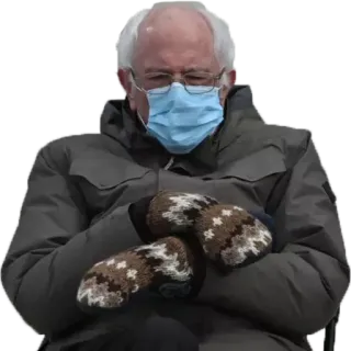 😷 Bernie Sanders politician, meme, mittens, cold, winter telegram sticker