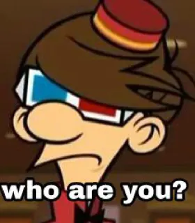 🙄 who are you? мультфильм, вопрос, очки, анимированный, персонаж telegram sticker