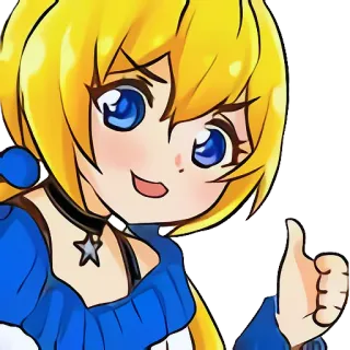👍 Аниме, Мультфильм, Девушка, Блондинка, Милая, Чиби telegram sticker