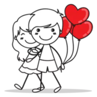 🎈 cinta, romansa, pasangan, gambar batang, hati, kartun, persahabatan, hubungan whatsapp sticker