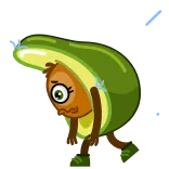 😢 Авокадо, Еда, Мультфильм, Персонаж, Фрукт, Милый telegram sticker