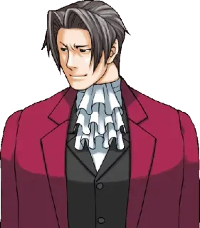 😏 Miles Edgeworth Ace Attorney アニメ, シリアス, 弁護士, ビデオゲーム, 自信 telegram sticker
