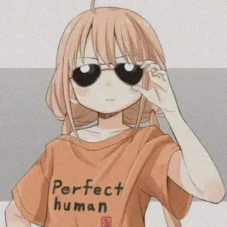 ❤️ Perfect human Anime, Fille, Lunettes de soleil, Humain parfait, T-shirt, Dessin animé telegram sticker
