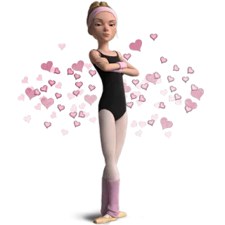 😒 ballerina, danzatrice, balletto, danza, cuori, rosa, body whatsapp sticker