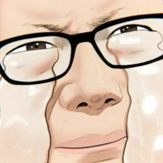 🧊 chorando, triste, óculos, lágrimas, estilo anime telegram sticker