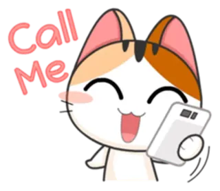 📱 Call Me gato, chamada, telefone, fofo, animal, desenho animado telegram sticker