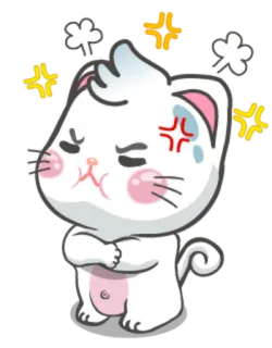 😤 cat, angry, cute, cartoon, sticker, white cat, mad telegram sticker