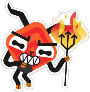 😈 devil, demon, cartoon, sticker, angry, pitchfork, fire, halloween telegram sticker