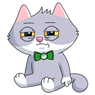 ☹️ cat, animal, cartoon, sticker, sad, bow tie telegram sticker
