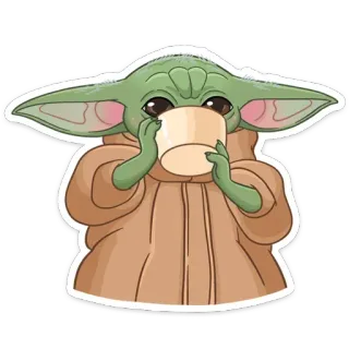 🍜 Baby Yoda The Mandalorian carino, Baby Yoda, Star Wars, Mandaloriano, bevendo, kawaii telegram sticker