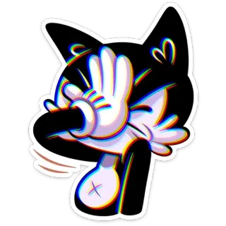 🤦‍♂️ Мультфильм, Кот, Жест, Рука, Черно-белый, Наклейка telegram sticker