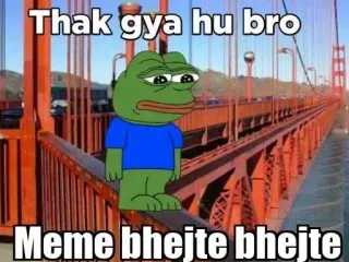 🔰 Pepe the Frog Thak gya hu bro
Meme bhejte bhejte Meme, Grenouille, Triste, Internet, Pepe telegram sticker