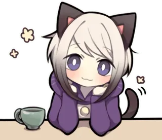 🤗 Anime, Chat, Kawaii, Chibi, Café, Mignon whatsapp sticker