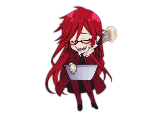 🍨 Grell Sutcliff Black Butler Аниме, рыжие волосы, персонаж, чиби, Black Butler, Грелль Сатклифф telegram sticker