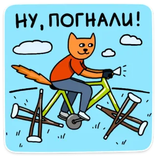 🚴‍♀️ НУ, ПОГНАЛИ! kot, rower, kule, kreskówka, zwierzę, transport telegram sticker