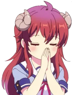 🙏 Anime, Ragazza, Corna, Carino, Supplicante telegram sticker
