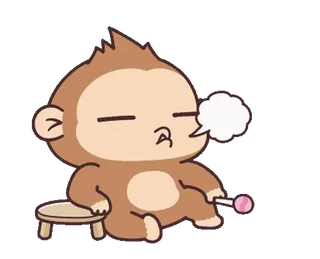 🌵 mono, chupetín, lindo, dibujos animados, sentado telegram sticker
