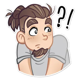 😳 남자, 표정, 질문, 걱정, 스티커, 만화 telegram sticker