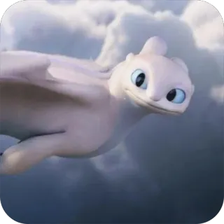 😌 Light Fury How to Train Your Dragon дракон, белый, летающий, небо, фэнтези, животное whatsapp sticker